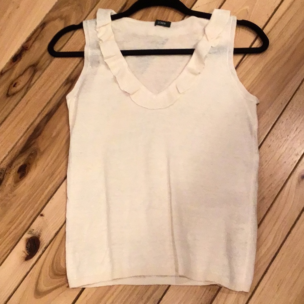 JCrew ruffled cream tank top
